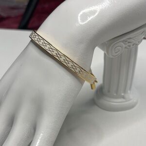 Elegant Halcyon Days Gold and White Bangle Bracelet